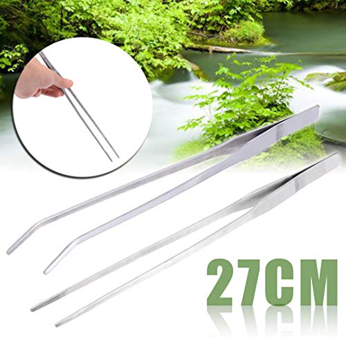 YSTAR Stainless Steel Long Reptile Tweezers Feeding Tongs for Snake Lizards Bearded Dragon Leopard Gecko and Spider Terrarium Supplies 2Pcs