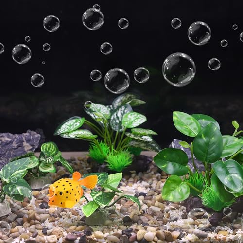 Silk Aquarium Plastic Plants Fish Tank Decor Driftwood for Fish Green 5pcs