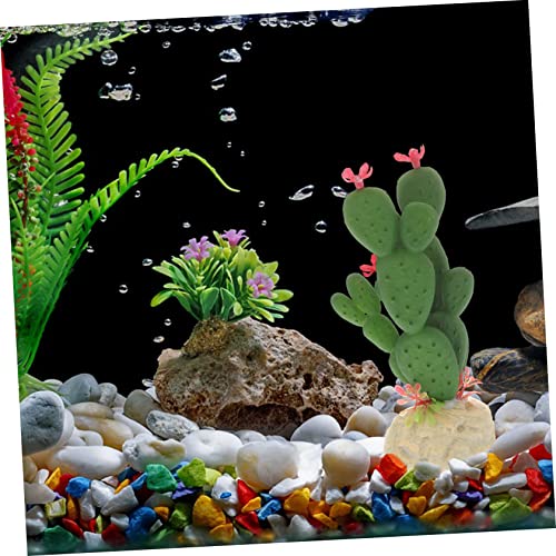 HEMOTON Aquarium Fish Tank Decor Realistic Artificial Cactus Plant Ornament for Reptile Terrarium and Home Decoration Plastic Craft Easy to Clean No Maintenance Required
