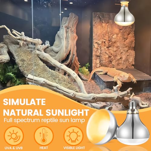 REPTITRIP 100W Reptile Heat Lamp, Full Spectrum UVA UVB Sun Light for Bearded Dragon Lizard Turtle