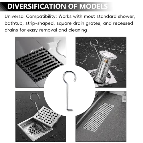 Drain Key Lifting Hooks Stainless Steel Drain Grate Lifting Key (10 Pack) | This drain key fits strip, square and concealed floor drains, delivering versatile use for bathroom maintenance