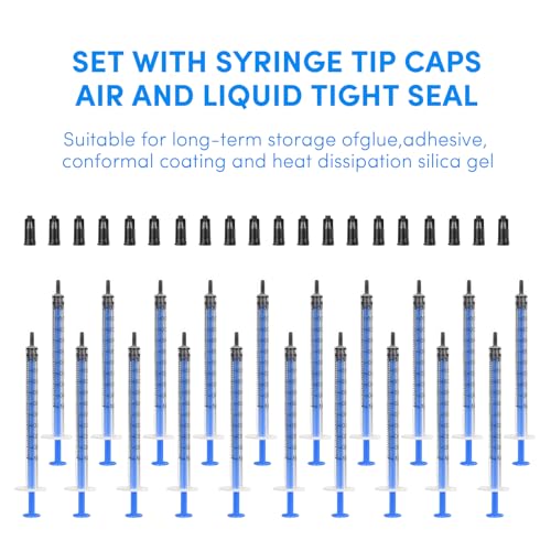 20 Pack 1ml Syringe with Cap for Liquid, 1cc Plastic Small Syringes with Cover for Pets Oral, Scientific Labs, Refilling, Oil or Glue Applicator, Measuring or Transfering Tiny Amount of Liquids, Non-Sterile, No Needle - size: 1ml Syringes with Cap-20pcs