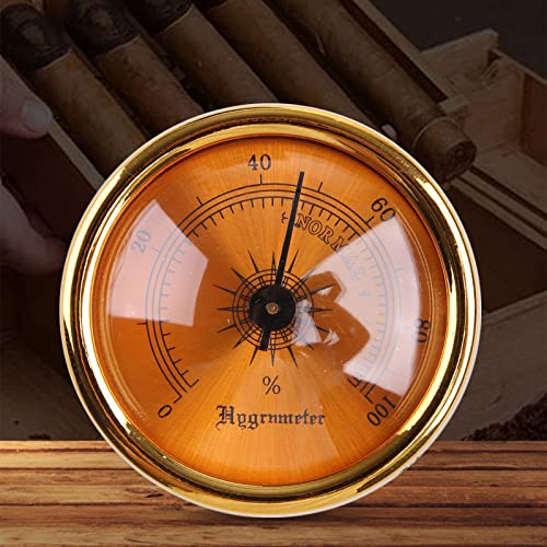 Rulbelok Mini Hygrometer Analog Hygrometer Mechanical Round Hygrometer Humidity Gauge for Cabinet Cans 1.77 Inch (Gold) Analog Hygrometer Indoor Humidity
