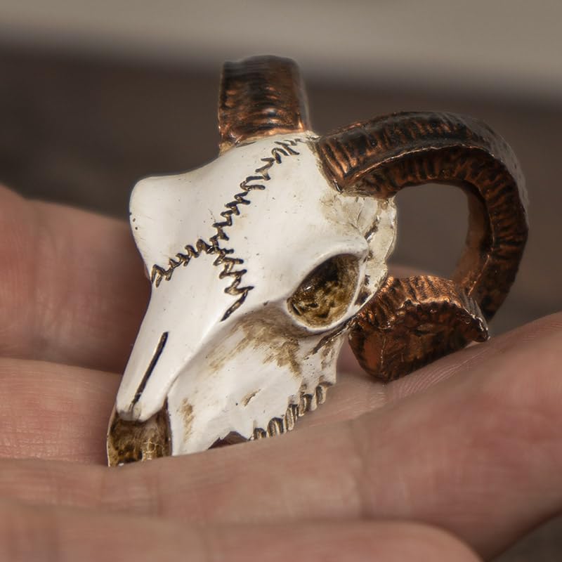 Pacific Giftware Mini Ram Skull Figurine Polyresin Skeleton Head Tabletop Decor Halloween Micro Landscape Accent by Alchemy England