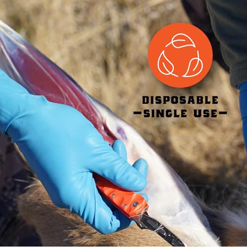 Klarny Outdoors Animal Handling Gloves - Single Use Disposable Field Dressing Glove | Veterinary Elastic Nitrile Shoulder Length Deer & Elk Hunting Gloves