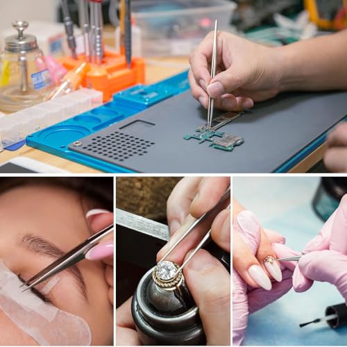 Precision Tweezer, Upgraded Professional Pointed, High-end Stainless Steel Tweezers for Craft, Electronics, Soldering, Model, Laboratory Work, Jewelry-Making - style: Fine Tip Straight LONG (5.5in)