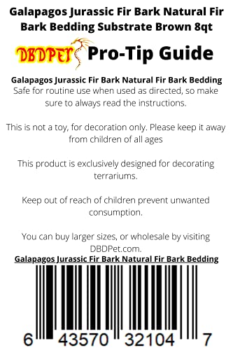 DBDPet Galapagos Jurassic Fir Bark Natural Fir Bark Bedding Substrate Brown 8qt - Includes Attached Pro-Tip Guide
