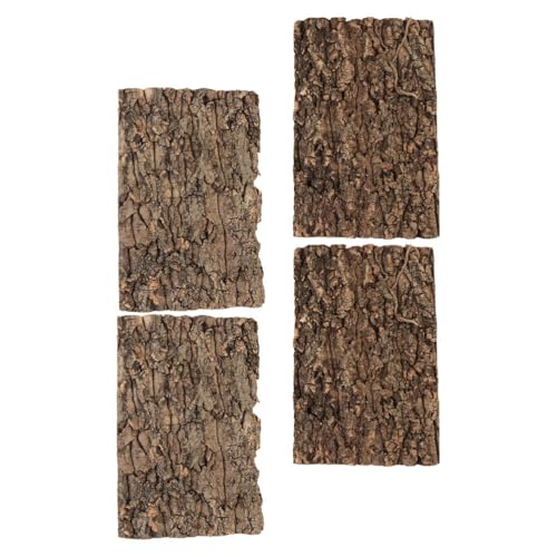 SHINEOFI 4pcs Reptile Bark Decor Wood,11. 8" X 7. 8" Cork Bark Background Natural Terrariums Background Cork Wood Habitat Tank Decoration for Bearded Dragon