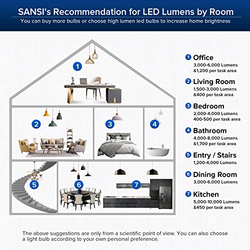 SANSI 250W Equivalent LED Light Bulb, 4000 Lumens E26 LED Bulb with Ceramic Technology, A19 5000K Daylight Light Bulb Non-Dimmable, 22-Year Lifetime, 25W Power Energy Saving for Home Office - color: 5000k Daylight, size: 4000 Lumen 1-Pack