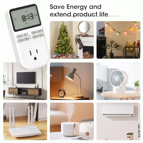 Plug in Digital Oulet Timer Switch 7 Day / 24 Hour Weekly Daily Programmable with Random Security Mode for Home Appliances and Indoor(125V,15A,1875W) 1 Pack