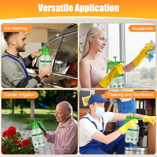 3 Pcs 1/2 Gallon Plastic Handheld Pump Sprayer – Garden Pressure Sprayer with Adjustable Nozzle for Plants, Cleaning, Household Tasks – Green - color: Green, size: 1/2 Gallon
