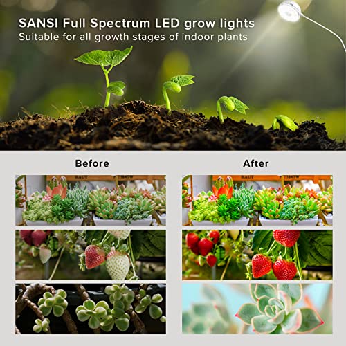 SANSI LED Puck Grow Light, 10W (150 Watt Equiv) Full Spectrum 2-Head Lamp for Plants with Ceramic Tech, Hanging Lights with ON/Off Switch for Plant Shelf Greenhouse Hydroponic (Pack of 2) - size: Puck Grow Light with ON/Off Switch (Pack of 2)