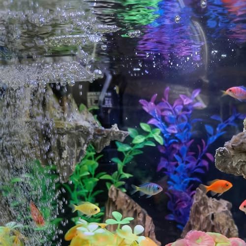 Aquarium Plants Decor,Fish Tank Plants Silk for Artificial Aquarium Plants Plastic Fake,2 Pack Fish Tank Decorations Aquarium Decorations(Green,Purple)
