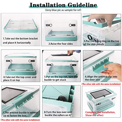 Dutiplus Large Snake Reptile Tank Amphibians Habitat Cages Sliding Screen Top for Lizard,Gecko, Frog, Hamster,Hermit Crab Animals(21.65"x12.6"x12.2") (White) - color: White