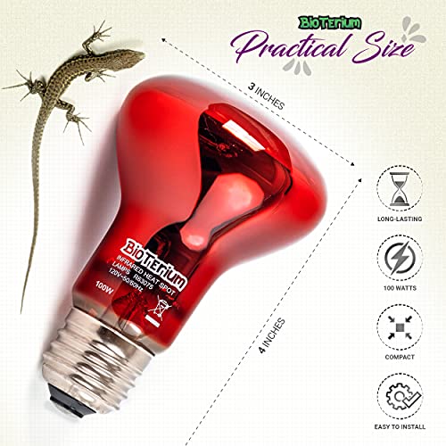 Reptile Heat Lamp Bulb | Full Spectrum Infrared Basking Bulb with UVA + UVB Light | Terrarium 100 Watt Basking Bulb | Self-Ballasted Vapor Amphibian and Reptile Basking Light