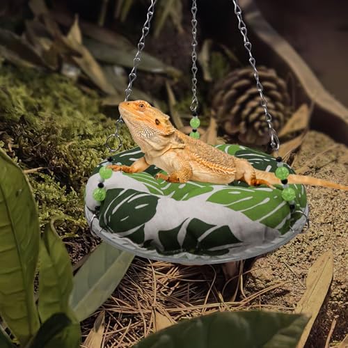 11.8in Reptile Bed,Reptile Hammock Swing Hanging Bed, Lizard Swing Toy, Lizard Bed, Reptile Lounger Terrarium Hanging Hammock for Bearded Dragon Lizard Gecko Chameleon Parrot Hamster Small Pets