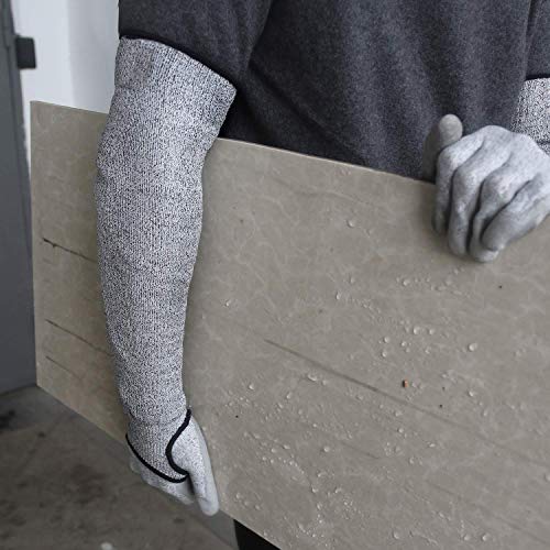 Protective Arm Sleeves, Level 5 Protection Cut Resistant Sleeve with Thumb Hole (Black) - color: Black