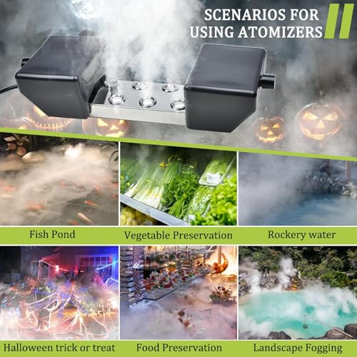 Ultrasonic Mist Maker Fogger Machine, Industrial Humidifier Fog Machine with Floats for Halloween Atmosphere Vegetable Preservation and Landscape (6 Head) - size: 6 Head