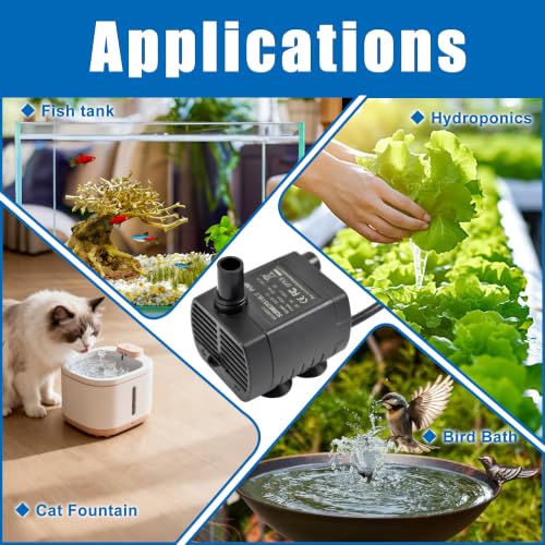 CONQUERALL DC 5V USB Powered Submersible Water Pump Quiet with LED Light 29GPH 1W 1.5ft for Pet Water Fountain (Black) - color: Usb 5v 1w 110l/H 45cm Head (Black), size: 1PC