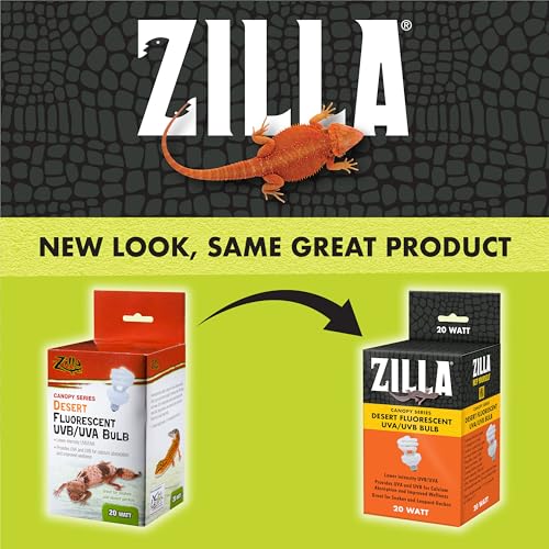 Zilla Canopy Series Fluorescent UVB/UVA Bulbs Desert 20 W, 3.875 IN, White - size: 3.875 in, style: Desert
