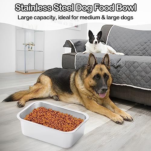 Fhiny 3 PCS Stainless Steel Dog Bowl, 1.2 Gallon Capacity Metal Dog Food & Water Bowls for Medium, Large, X-Large Dogs Indoor & Outdoor Universal Dog Bowl Dishwasher Safe