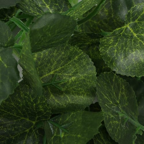 Pssopp Lifelike Plant Decorative Hanging Silk Terrarium Plant with Suction Cup for for Reptile Rainforest Box Aquarium Landscape(NFF‑83)