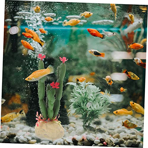 BESPORTBLE Lifelike Artificial Cactus Plant Aquarium Ornament Plastic Succulent Decor for Fish Tank Low Maintenance No Fade Faux Cactus Easy to Clean Reptile Terrarium Decoration Home and