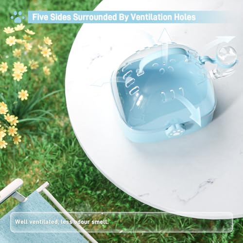 BUCATSTATE Small Animal Carrier Cage with Water Bottle, Portable Hamster Travel Carrier Carry Case 7.24" L*6.69 W *6.42" H for Small Pets, Gerbils, Mice, Dwarf Hamster (Blue) - color: Blue