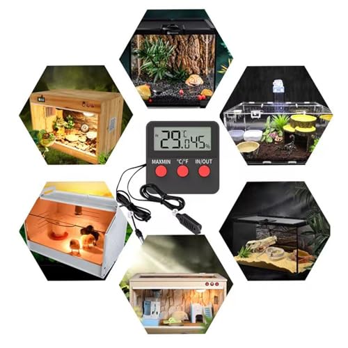 Omabeta Mini Digital Temperature and Humidity Meter with 2 Probes for Incubator,Portable Hygrometer Temperature Monitor for Reptile Tank,Compact Size