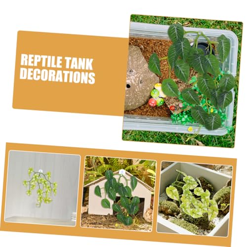 2Pcs Reptile Plants with Suction Cup Flexible Vines and Realistic Leaves for Lizard Gecko Snake and Crab Tank Decorations Easy to Shape Artificial Foliage for Reptile