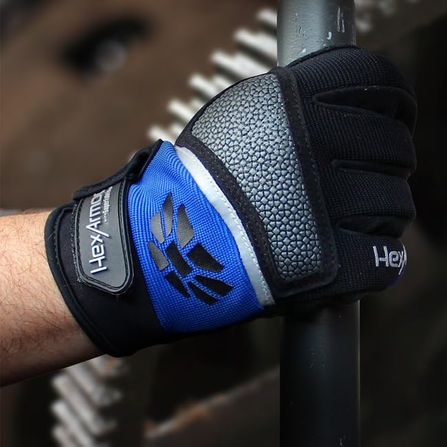 Hexarmor Cut Resistant Gloves, Blue/Black, L, PR - color: Chrome Series Mechanic's+ 4018, size: Large (Pack of 1)