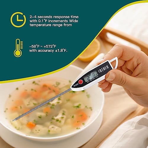 Copkim 6 Set Waterproof Food Thermometer for Water, Liquid, Candle and Cooking Digital Meat Thermometer with Long Probe Instant Read for Kitchen BBQ Grill Candy (White) - color: White