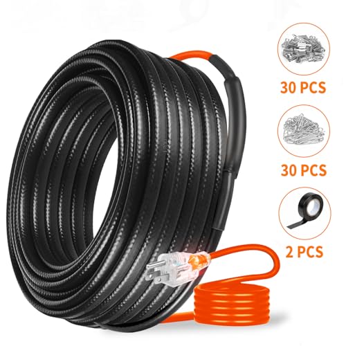 120FT Heating Cable for Metal and Plastic Home Pipes, Energy-efficient, Pipe Heat Tape for Water Pipes, Pipe Freeze Protection, Keeps Water Flowing at -40℉, 120V - size: 120FT
