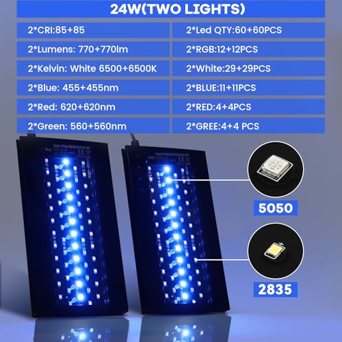 hygger Clip On Aquarium LED Light with Multi-Channel Controller, Fish Tank Light 24/7 Lighting Sunrise-Daylight-Moonlight and DIY Mode, Adjustable Timer/Brightness Light 7 Colors for Freshwater (2)