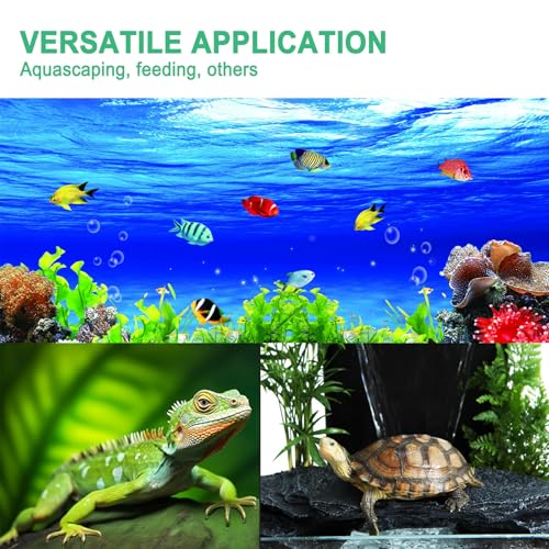 2pcs 18.9 inch Aquarium Tweezers with Hanger, 2025 New Extra Long Feeding Tongs, Stainless Steel Large Aquascape Tools for Fish Tank, Terrarium,Aquascaping, Reptile Snake (Curved & Straight) - size: 18.9inch, Curved&Straight