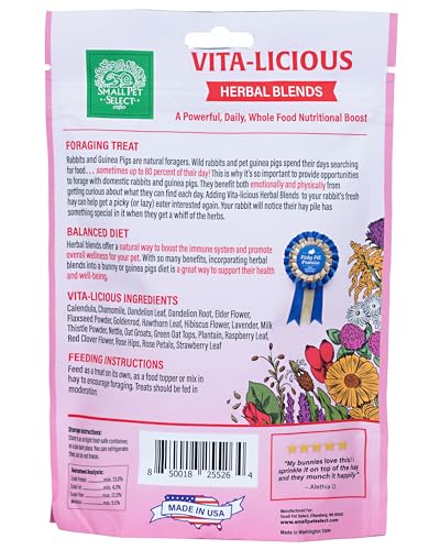 Small Pet Select - Vita-Licious Herbal Blend, a Natural Herbal Treat for Rabbits, Guinea Pigs, Hamsters, Gerbils, and Mice, 2.5oz - size: 2.5 Ounce (Pack of 1)