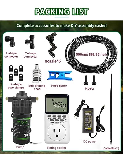 Reptile Mister Automatic Misting System, Reptile Humidifiers for Terrariums, Reptile Misting System with Programmable Timer & 6PCS Adjustable 360° Nozzles, for a Variety of Reptiles/Amphibians/Herbs - size: 6 Nozzles