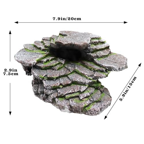 Hermit Crab Hideout, Resin Simulation Stone Reptile Cave Hideout, Hermit Crab Climbing Toys, Terrarium Habitat Decor for Lizard Spider Aquarium Fish Gecko Bearded Dragon