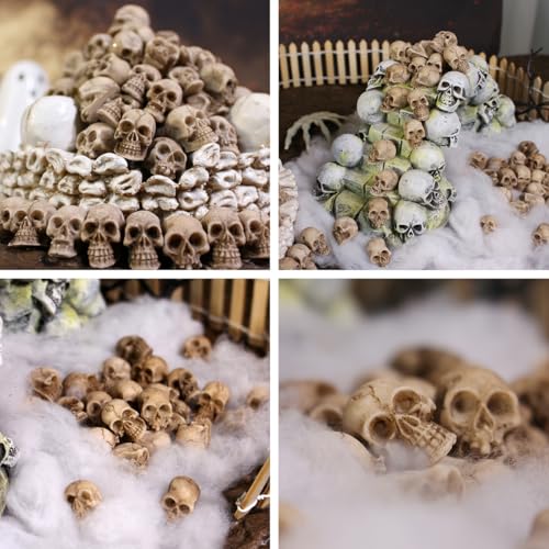 Mini Skulls Figurine Skeleton Head Miniatures for Halloween Decor, Skull Decor, Dollhouse Accessories for Halloween Decorations,40pcs
