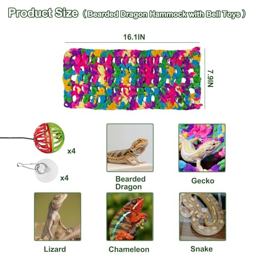 Bearded Dragon Hammock, Soft Reptile Hammock with Suction Cups, Fabric Bearded Dragon Hanging Hammocks Lounger Bed with Climbing Toys, Gecko Tank Accessories for Lizard, Chameleon (Red S) - color: Red Bearded Dragon Hammock : S