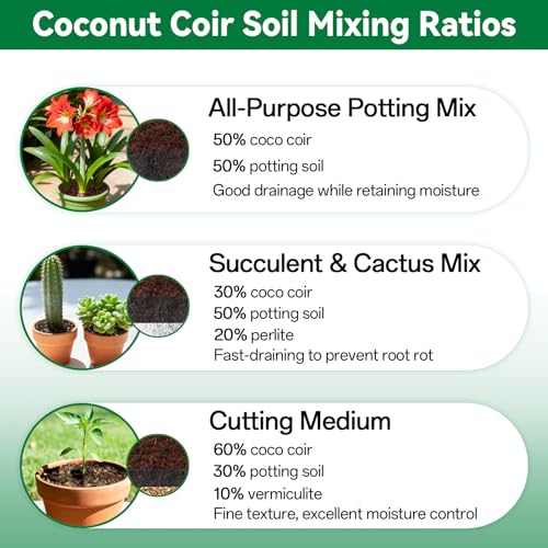 ZeeDix 10 Pcs Compressed Coco Coir Brick for Plants, Premium Organic Coconut Coir Bricks Coco Fiber Substrate Coco Coir Fiber Potting Soil with Low EC and pH Balance for Planting Gardening Reptiles - size: 10pcs