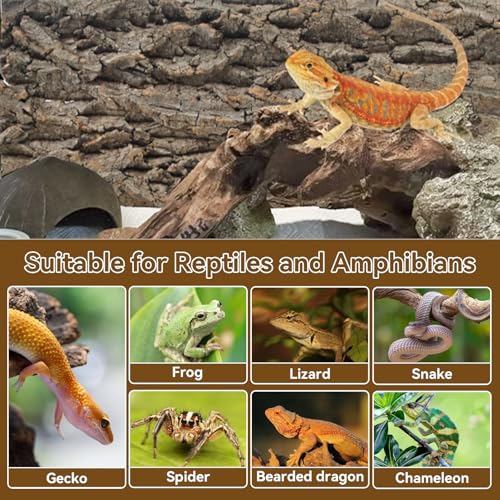 4PCS Reptile Tank Background,11.81 x 11.81 Inch Terrarium Cork Bark Background Bearded Dragon Tank Backdrop Natural Reptile Cork Bark Mat for Lizard Gecko Chameleon Tortoise Snake Spider Frog - size: 【11.81 x 11.81 In】