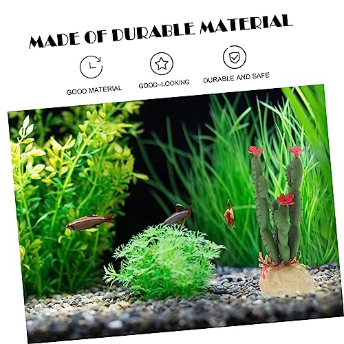 Realistic Artificial Cactus Aquarium Plant Plastic Fish Tank Decor Wear Resistant Simulated Succulent Landscape Ornament for Reptile Terrarium and Underwater Hideout