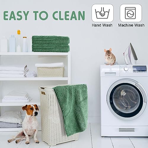 Amylove 4 Pcs Guinea Pig Cage Liner 16 x 24 Inch Washable Chenille Pee Pads Pet Dog Cat Bedding Training Mat Reusable for Small Animals Puppy Bunny Hamster Chinchilla - color: Dark Green, size: 16 x 24 Inch, style: Low Pile Chenille
