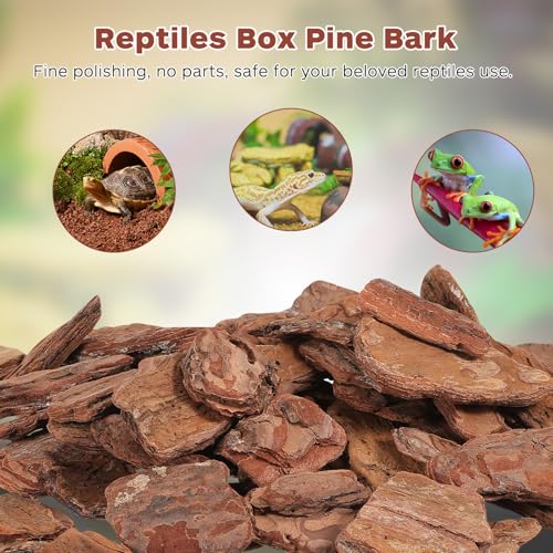 VICASKY Reptile Tank Landscaping Material Pine Bark Chips 8-10cm 500g Pack Rainforest Terrarium Bedding for Tortoise and Reptile Habitat Decor