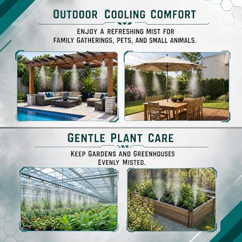 UNCO- Misting System, 39 FT, 11 Brass Mist Nozzles, 3/4" Brass Adapter, Misters for Outside Patio, Misting System for Patio, Garden, Greenhouse, Trampoline, Porch