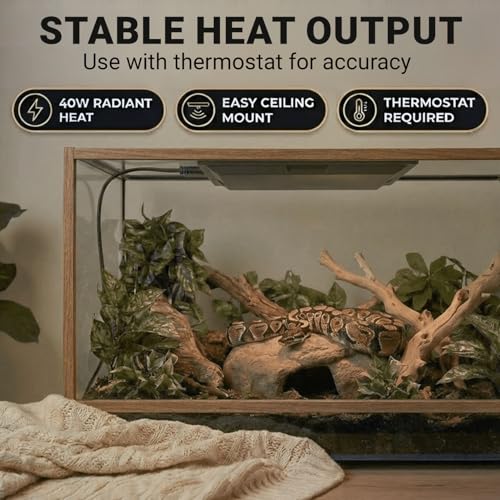 Radiant Heat Panels Made in USA 40W–Premium Reptile Heater Mounts Easily with Included Screws Reptile Heat Panel, Snake Heater, Bearded Dragon, Gecko and Hermit Crab Accessories