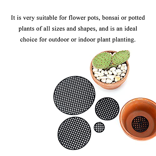 HAHIYO 50PCs 2.2Inch/5.5Cm Black Round PP Plastic Flower Pot Hole Mesh Pad Bottom Grid Mat Bonsai Drainage mesh Hole Screens Gasket Prevent Soil Loss Breathable Gasket Drainage Netting for Bonsai - size: Round-2.2In-50P