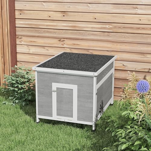 PawHut Duck Coop, Wooden Chicken House Rabbit Hutch with Openable Roof, Removable Floor, Double Doors, Ramp, Duck House for 3-6 Chickens, Geese, 30" x 38" x 30" - size: 29.9"L x 37.8"W x 30.3"H