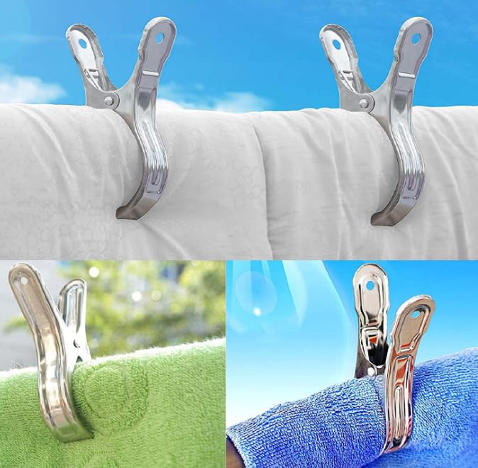 20PCS Garden Clips, 2 inch Stainless Steel RustProof Greenhouse Clamps with Strong Grip, Windproof Durable Gardening Clip Supplies for Netting Tarp Shade Cloth Plant Cover Garden Hoops, Silver